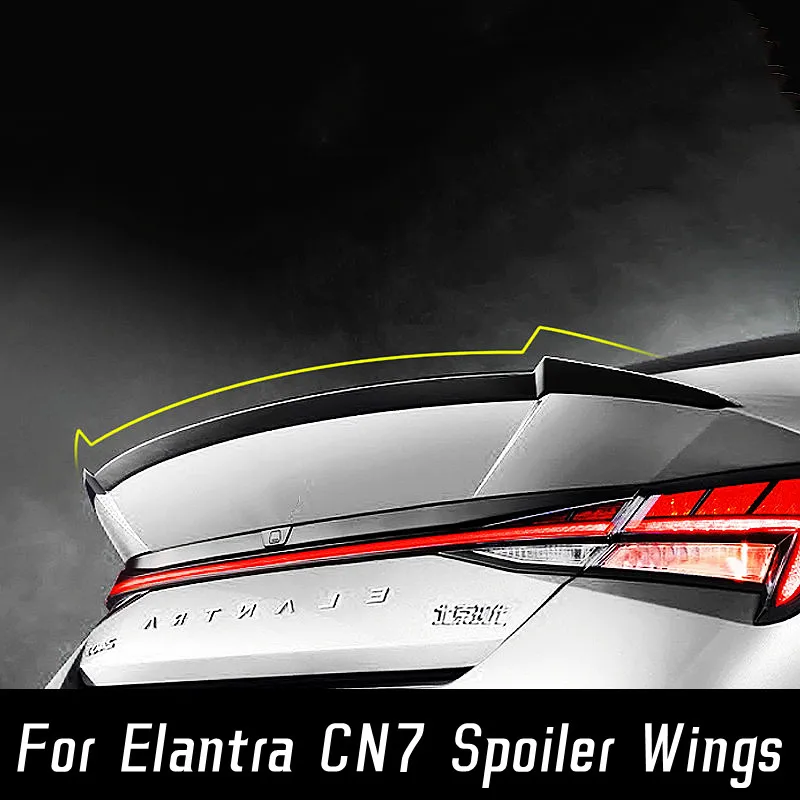

Car Rear Trunk Lid Lip Body Kit Spoiler Wings For Hyundai Elantra CN7 2020 2021 2022 Black Carbon Tuning Exterior Accessories