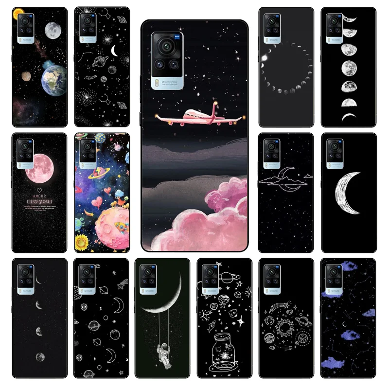 

Moon stars space astronaut Phone Case for VIVO V21e V20 SE V2023 V15 Pro V21 V19 V17 Neo 1819 1915 1907 1906 X60 Pro X50