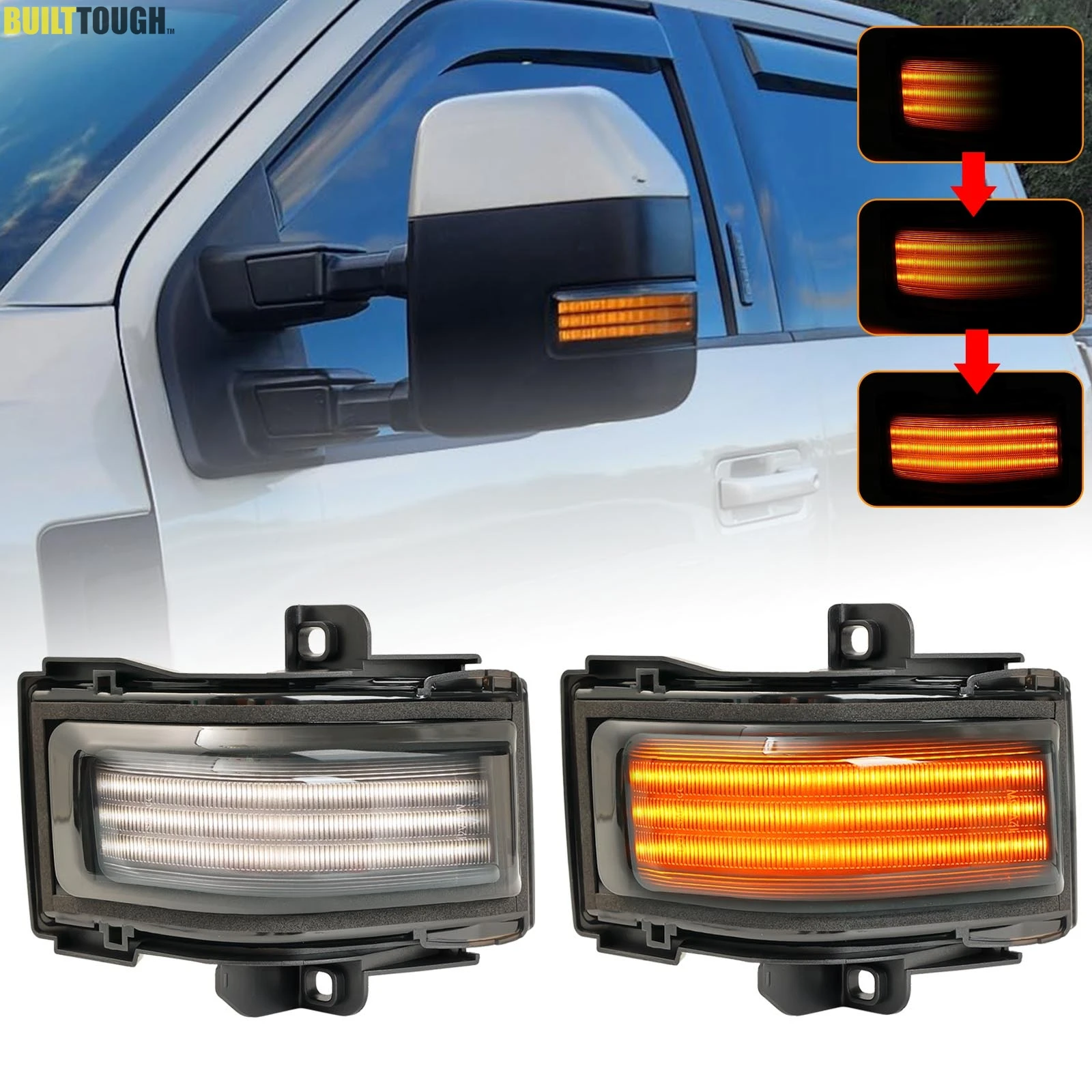 Фото 2x габаритный указатель поворота бокового зеркала для Ford F150 F250 F350 F450 F550 Super Duty 2017-2023 с последовательным переключателем и буксировкой №1
