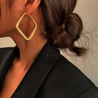 geometric square earrings for women trend jewelry gift 45mm hoops earrings femme matte cold korean womens earrings 2022