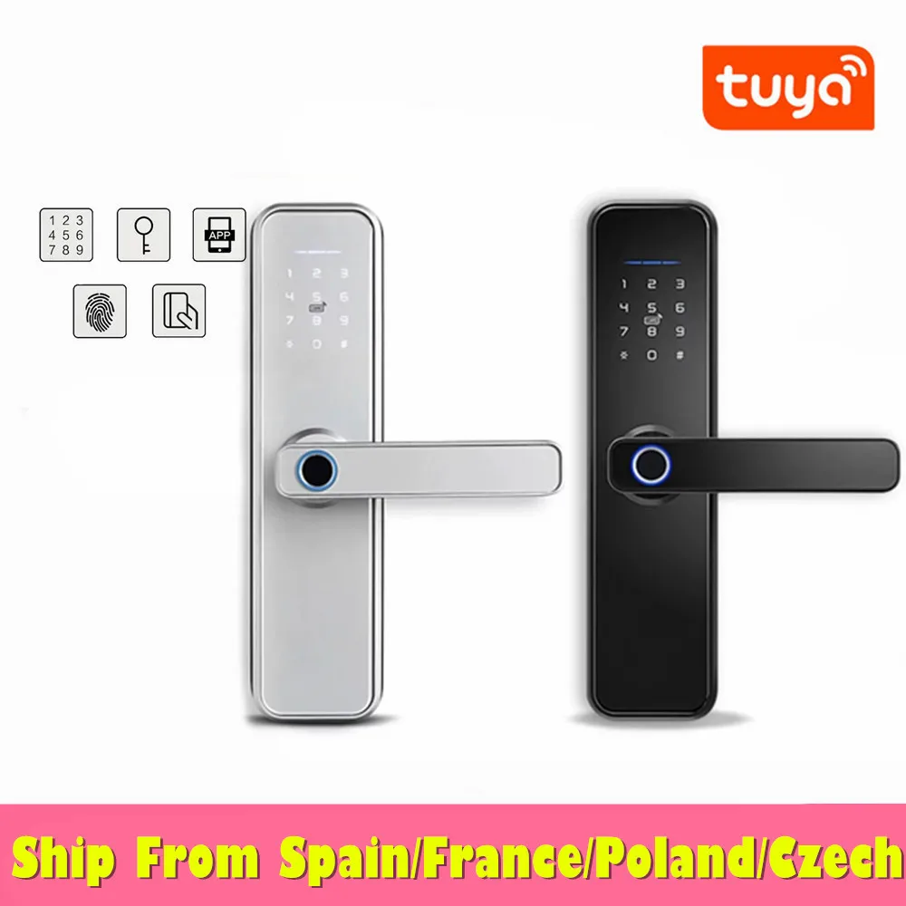 Wifi Electronic Door Lock Tuya APP Unlock Smart Fingerprint Door Lock Waterproof Lock RFID Card Home Security Lock Password Lock hawatta fingerprint push pull door lock electronic smart home security keyless smart fingerprint lock with password card unlock