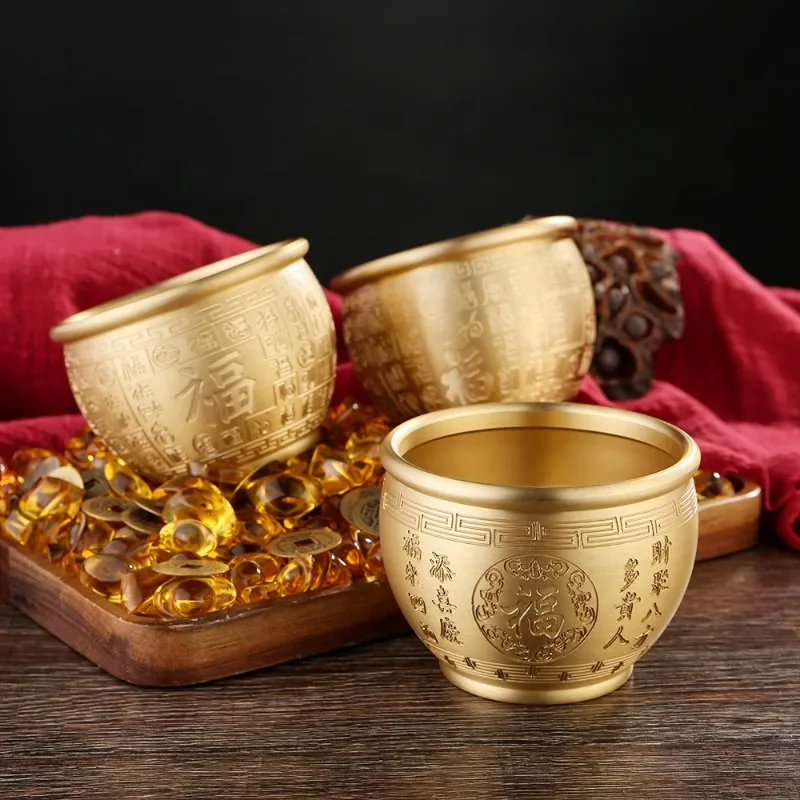 Фэншуй Процветающая Бизнес Медная Скульптура Рог изобилия Резные Банки Чаша Бай