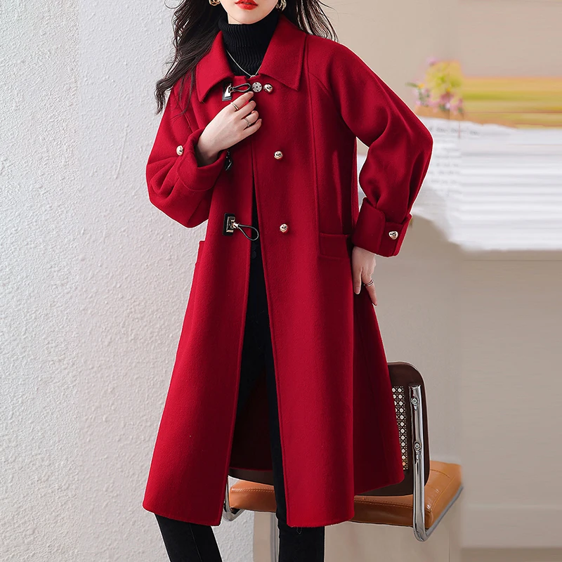 

Зимняя женская куртка, шерстяные новые однобортные кашемировые винтажные элегантные куртки, модная верхняя одежда, длинное пальто, женская одежда