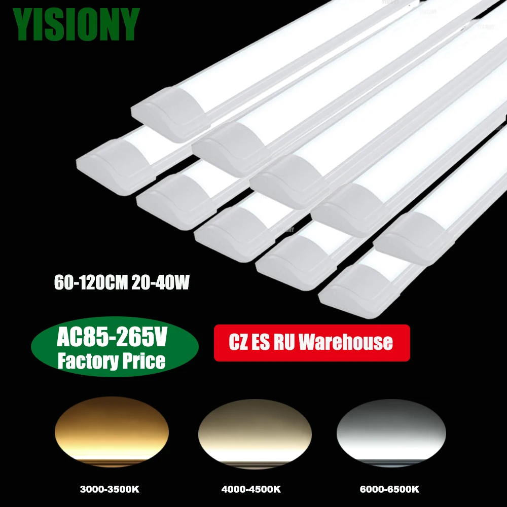 

YISIONY New 120CM 90CM 40W 30W LED Tube Lights 3000K-6000K Linear LED Lamps Surface Mounted Ceiling Commercial Lights Office