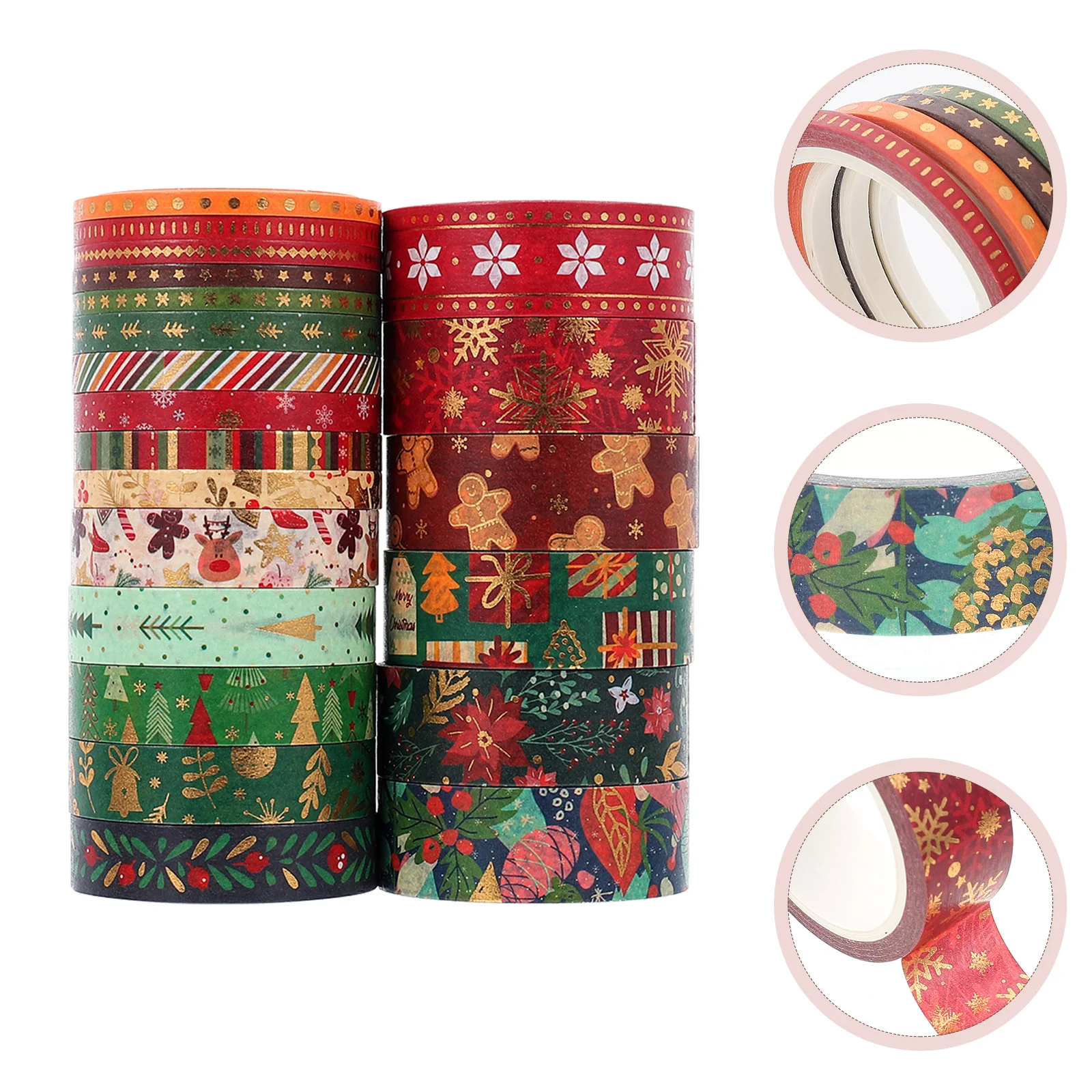 Tape Washi Tapes Christmas Wrapping Paper Stickers Diy Masking Gift Holiday Notebook Decorative Adhesive Planner Themed Thin