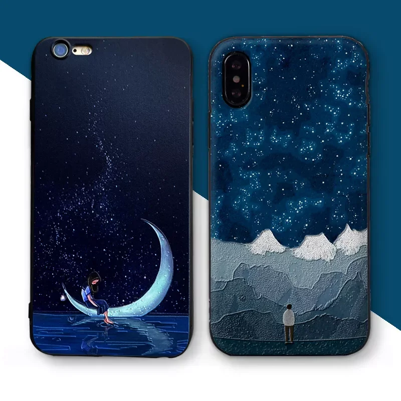 

Phone Case For iphone 11 11Pro Max Cases Cover XR XS 7 8 6 Plus SE 2020 Coque 3D Cute Cartoon Art Soft Couple Back Capa