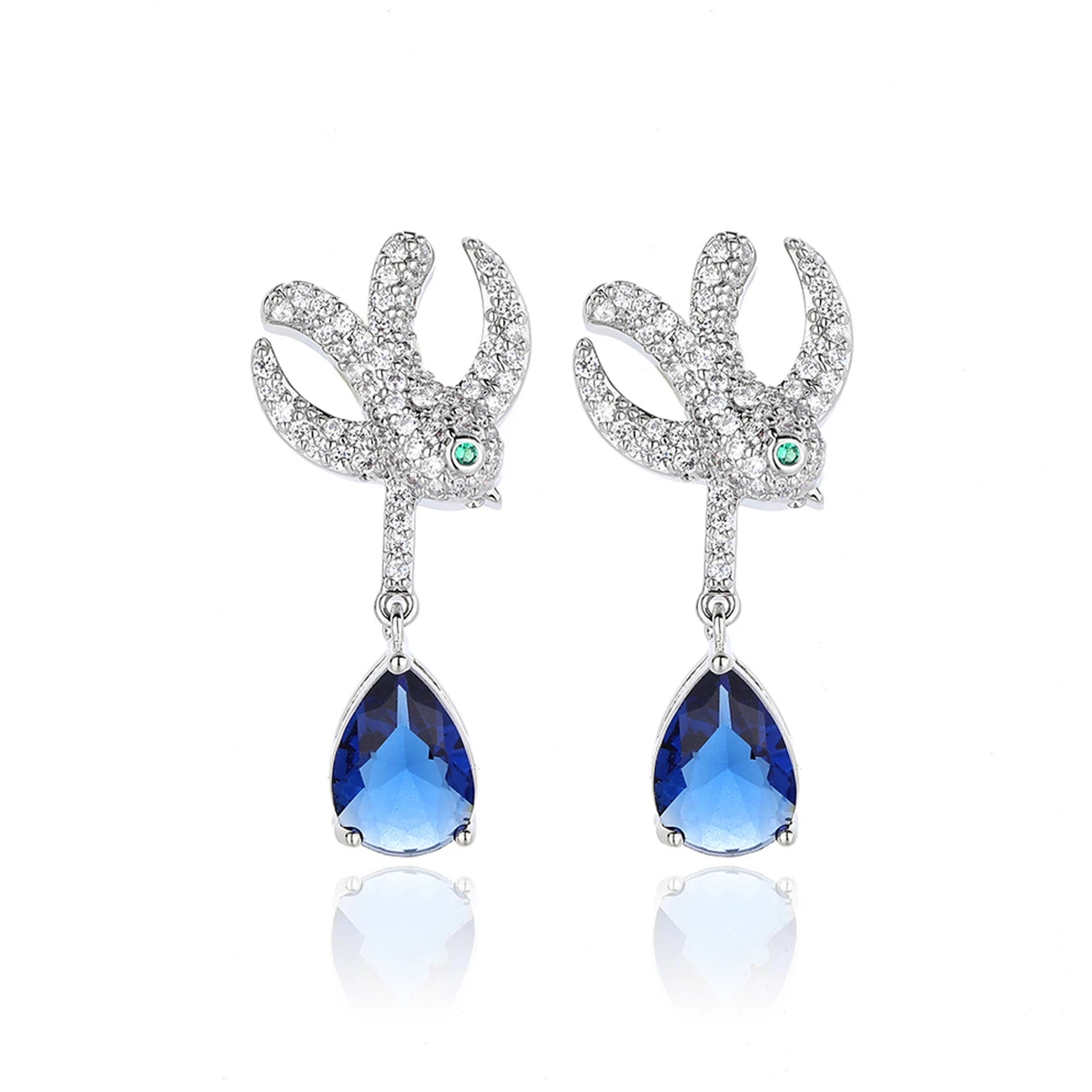 

New High-end Temperament Earrings for Women, Luxurious and Dazzling Water Droplets, Navy Blue Treasure,