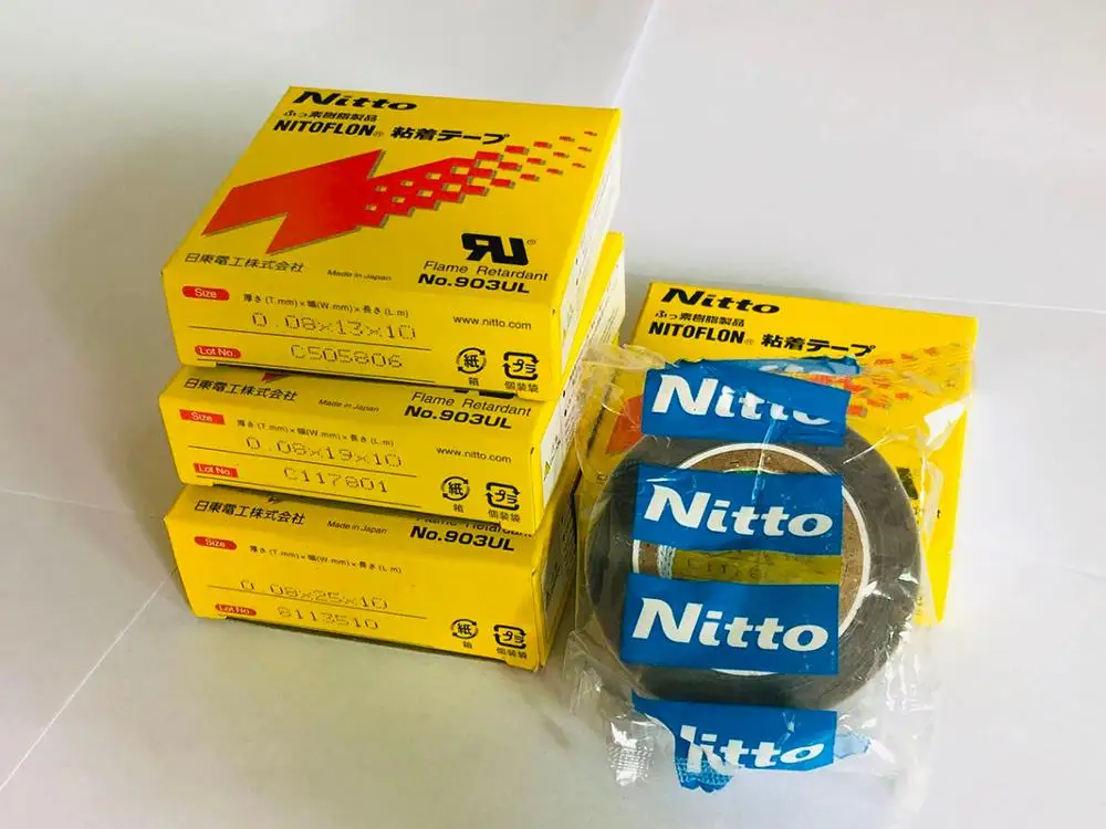 Оригинальная Высококачественная японская лента NITTO DENKO 903UL T0.08 * W(13,19,25)* L10m NITOFLON, водонепроницаемая односторонняя фотография