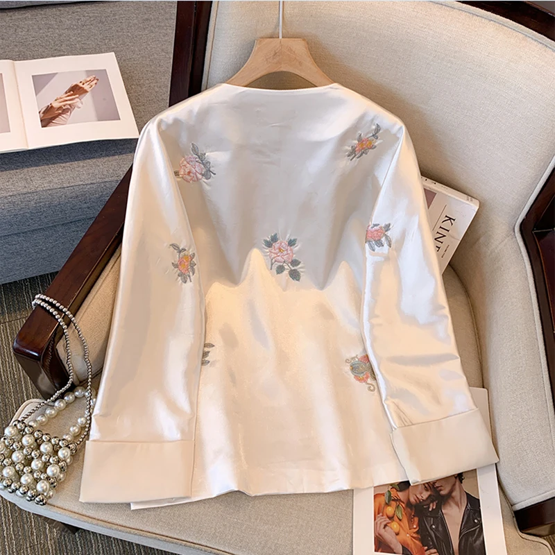 Женская винтажная куртка в китайском стиле топ с круглым вырезом и