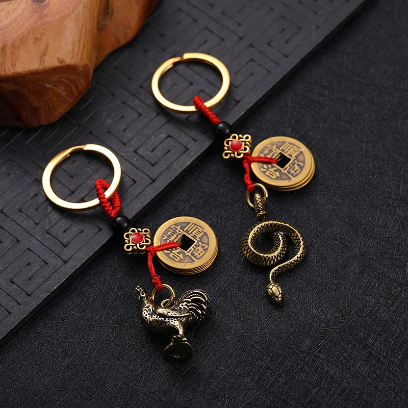 Disney Pure Brass Zodiac Key Pendant Keychain Accessories Rat Ox Tiger Rabbit Dragon Snake Horse Sheep | Украшения и аксессуары
