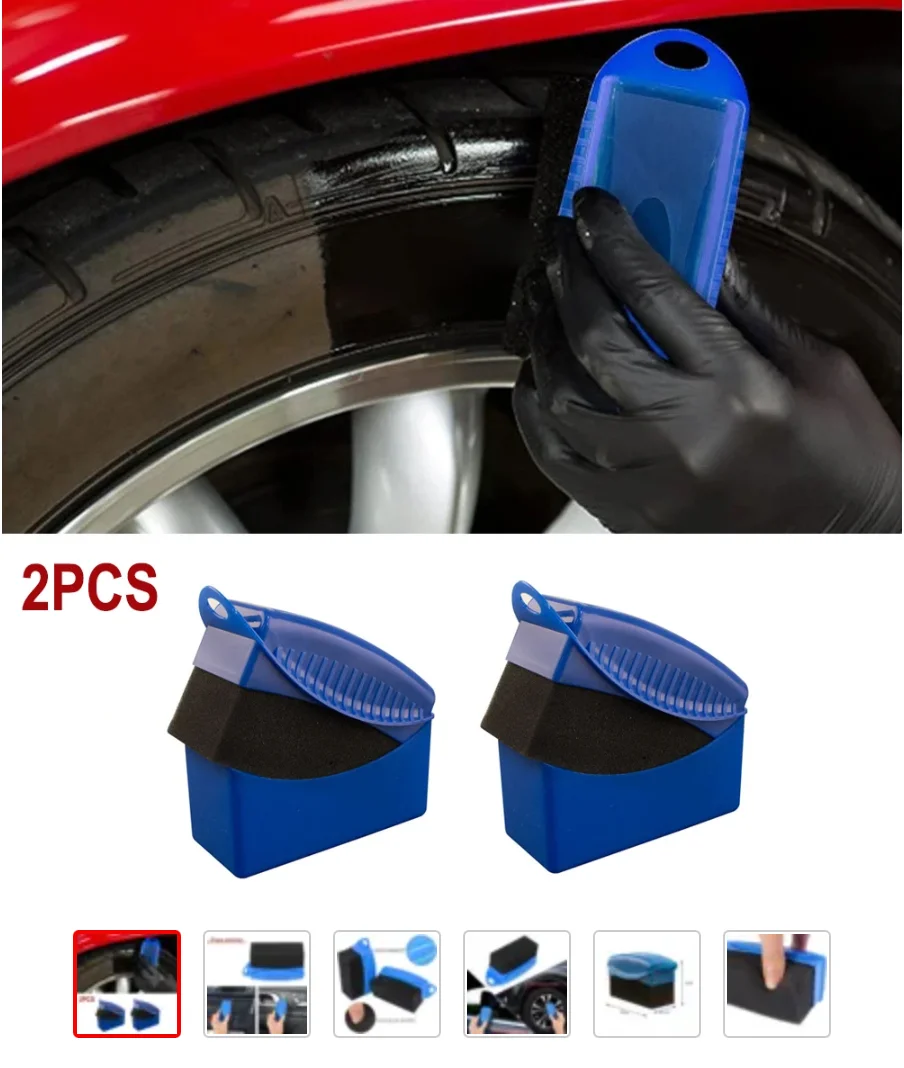 

Car Wheel Polishing Waxing Sponge Brush With Cover ABS Washing Cleaning Tire Contour Dressing Applicator Pads Detail Accessories