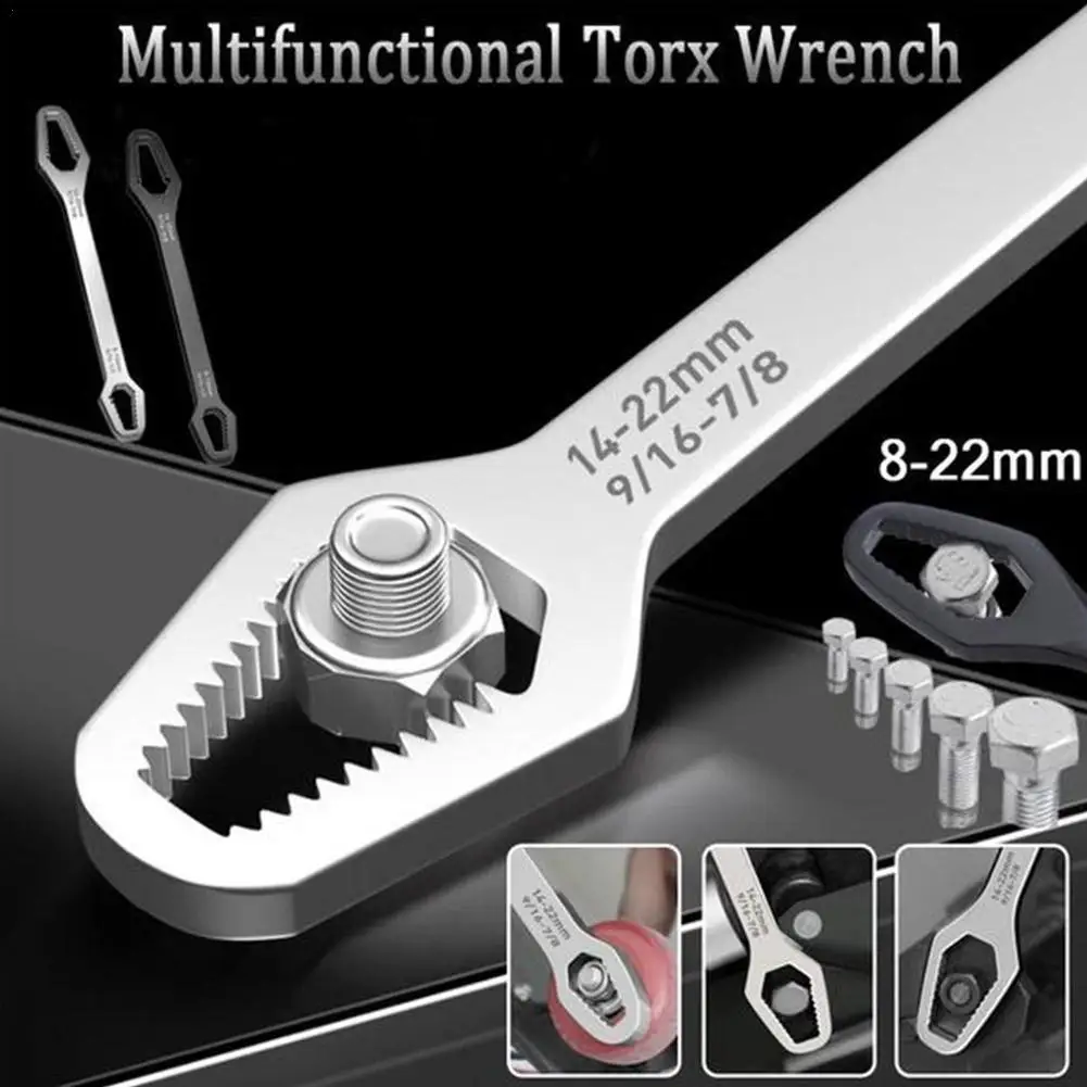 

Double-Head Universal Multifunction Screw Nuts Wrenches Repair Hand Tools Ratchet Torx Wrench Self-tightening Spanner For 8-22mm