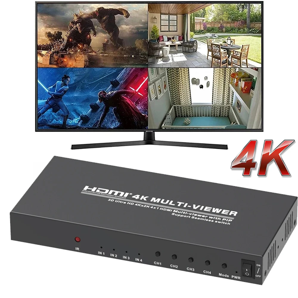 

4K 4x1 HDMI мультипросмотр 1080p HDMI четырехэкранный мультипросмотр 4 экрана сплиттер 5 режимов Переключатель для PS3/4/5 DVD ПК 4 видео на 1 ТВ