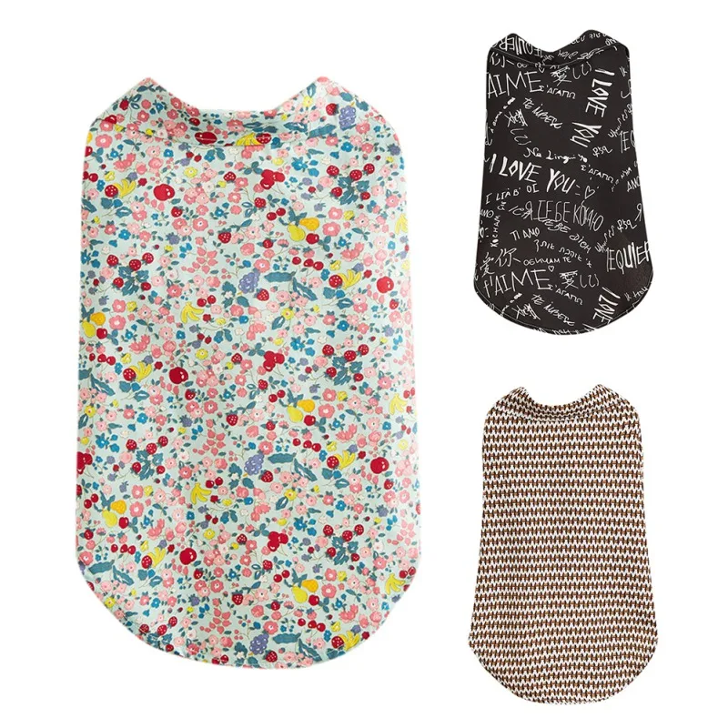 

Рубашки для собак с буквенным цветочным принтом, летняя одежда для домашних животных, одежда для маленьких собак, щенков, кошек, футболка дл...