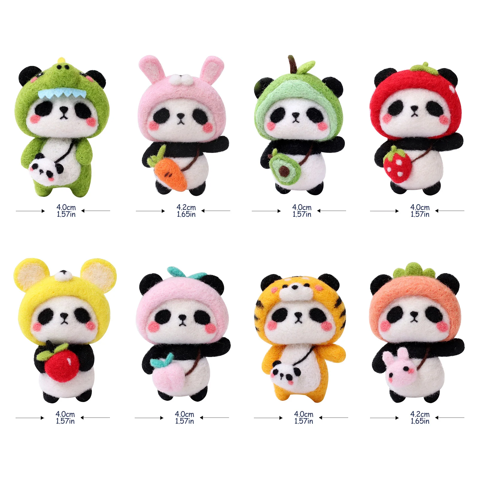 

RORGETO Wool Felting Fabric Materials Lovely Panda DIY Handmade Felt Needle Set Doll for Needle Material Accessories Bag