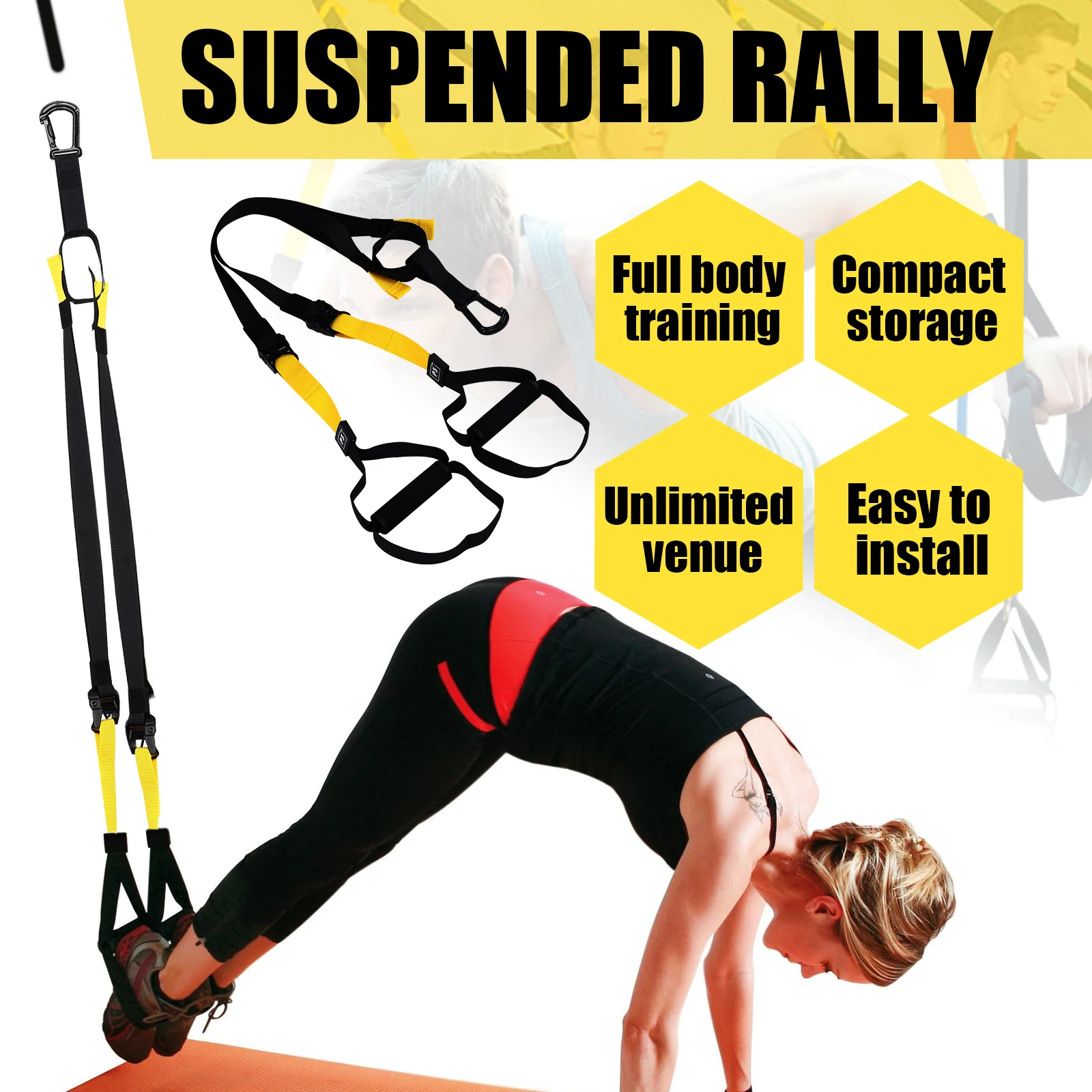 

Yonntech Home Gym PRO P3 Suspension Trainer Resistance Strength Workout Training Straps