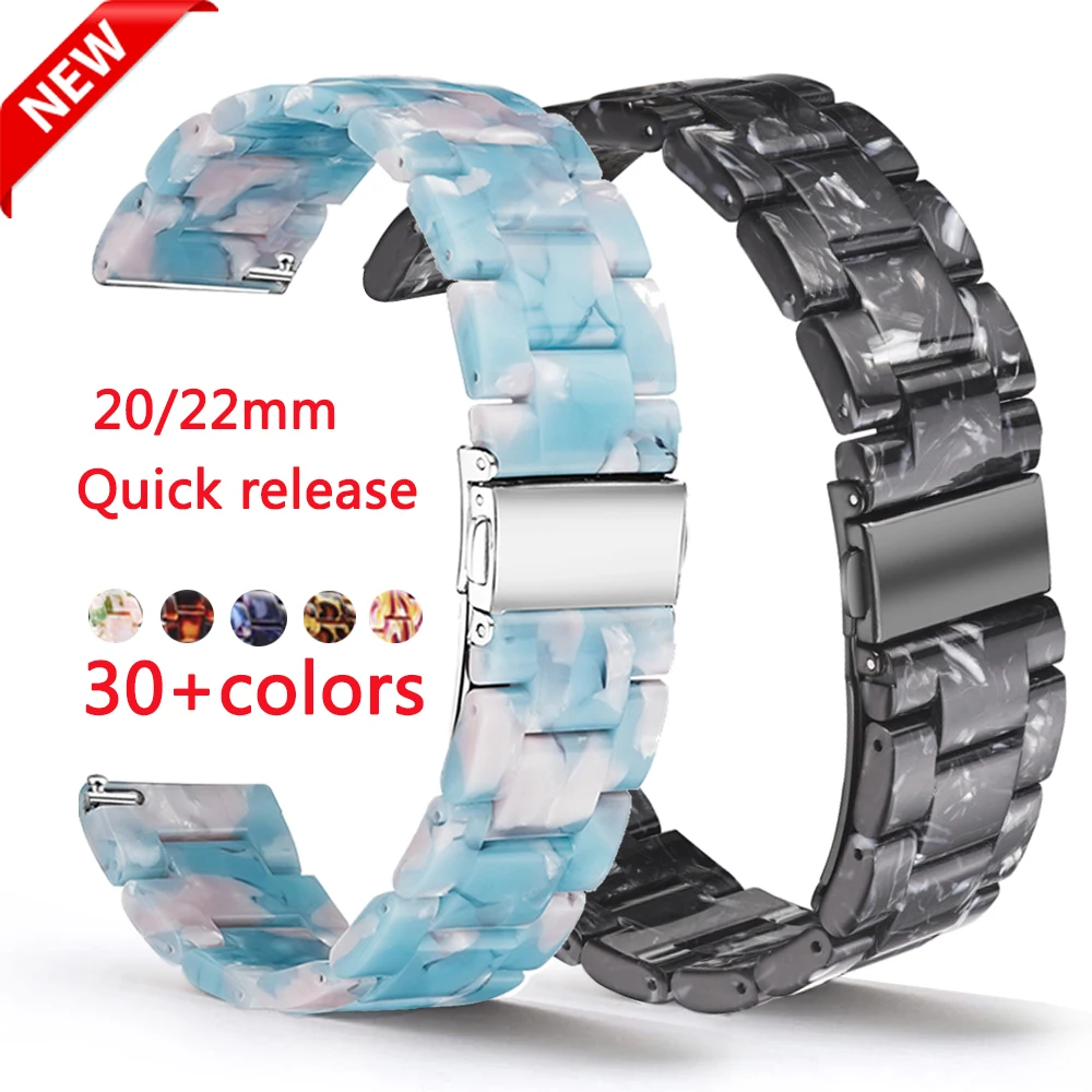 

Resin Quick Release Watch Band for Samsung Galaxy Watch 3 41mm/45mm/Active2 Bracelet for Huawei Watch GT2 Strap Woman Watchband