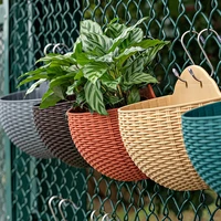 safe eco friendly imitation rattan design divisional automatic irrigation flower pot wall planter nordic style flower pot