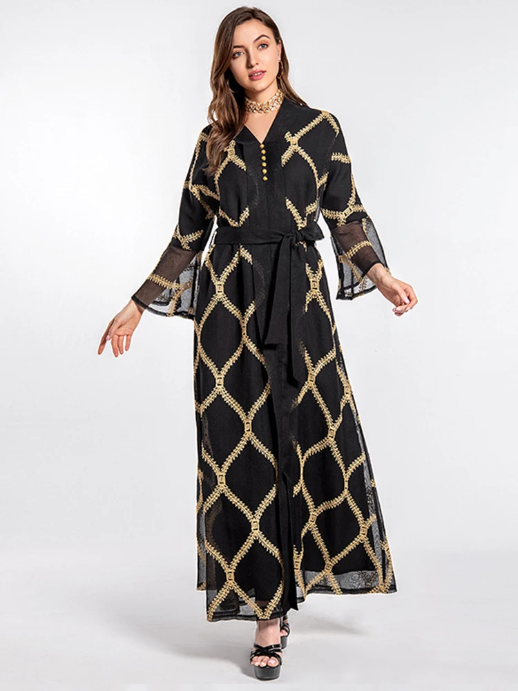 

Siskakia Fashion Muslim Women Embroidered Abaya Dress 2021Dubai Evening Party Robe Moroccan Kaftan Turkey Arabic Jalabiya Green