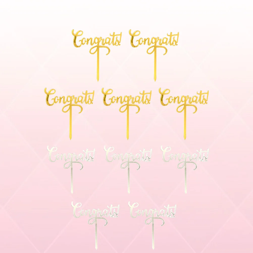 

10pcs Creative Graduation Cake Toppers Acrylic Cake Decoration DIY Cake Insert Letter Design Cupcake Picks Graduation Party