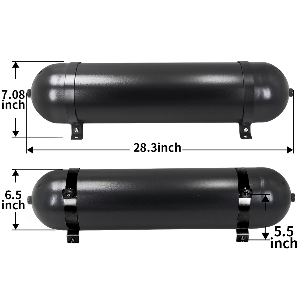 

Алюминиевый бесшовный воздушный цилиндр на 3/4/5 галлонов, воздушный бак, пневматическая система пневматической подвески, тюнинг деталей автомобиля, черный