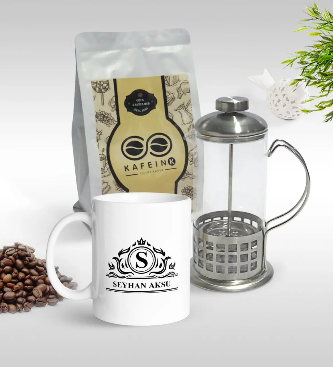 

Персонализированные-кружка и французский Пресс & 250gr фильтр Кофе подарок Seti-12