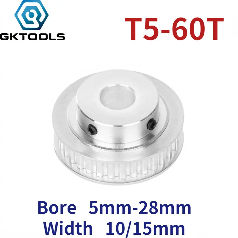 

T5 60 Teeth/T Boss Synchronous Belt Pulley BF Groove Width 10/15mm Inner Hole 5/6/8/10/12/14/15/16/17/18/19/20/22/24/25/28mm