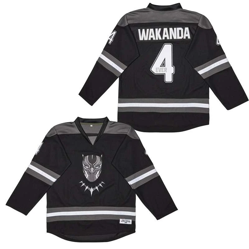 Ice Hockey Jersey Wakanda Killmonger Wakanda King 4 Wakanda Jerseys Outdoor Sportswear Sewing Embroidery Black Yellow 2023 New