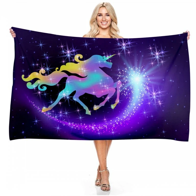 

Cartoon Unicorn Kids Bath Towel Soft Microfiber Beach Towel for Kids Girl Woman Floral Purple Picnic Mat 75x150 Thin Blanket