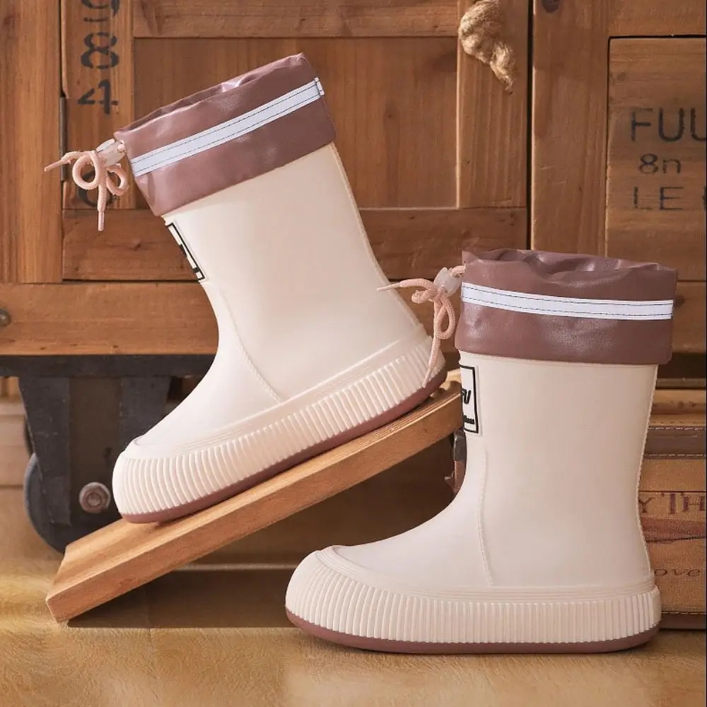 Модные непромокаемые сапоги с надписью женские резиновые туфли на толстой