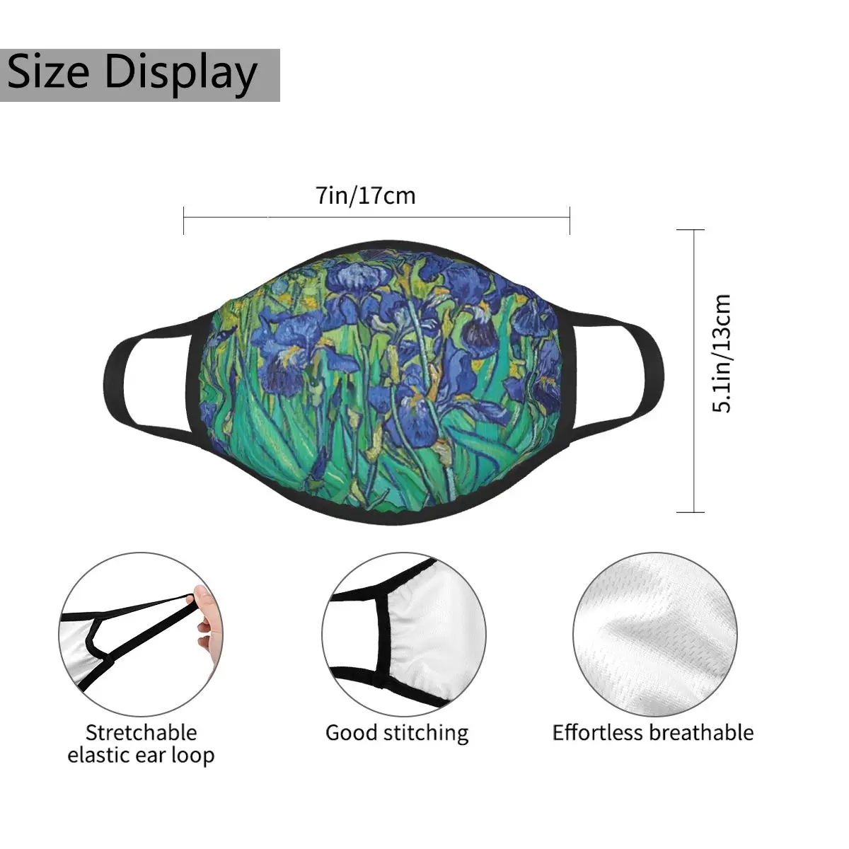 Ирисы от Винсента Ван Гога милая маска для лица многоразовая дышащая Защитная