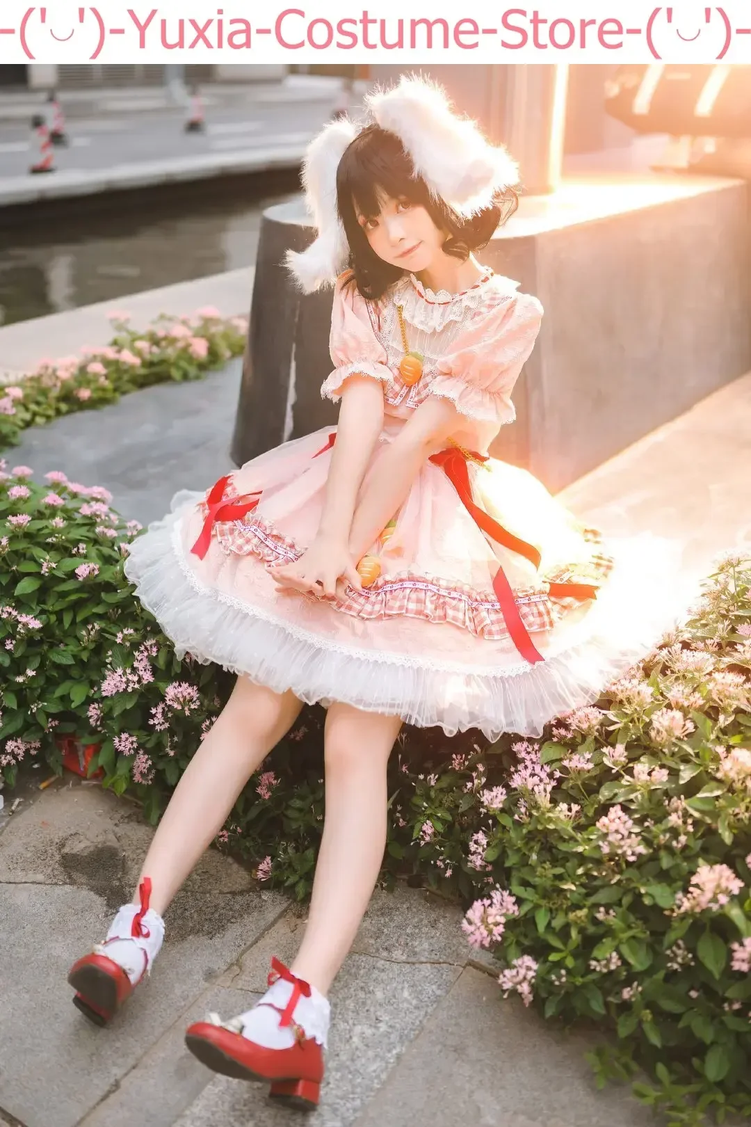 Фото Косплей-Костюм Touhou Project Tewi Inaba с животом, черным Кроликом, косплей-костюм, косплей-костюм, униформа для игры в искусственном стиле, ролевая одежда №1
