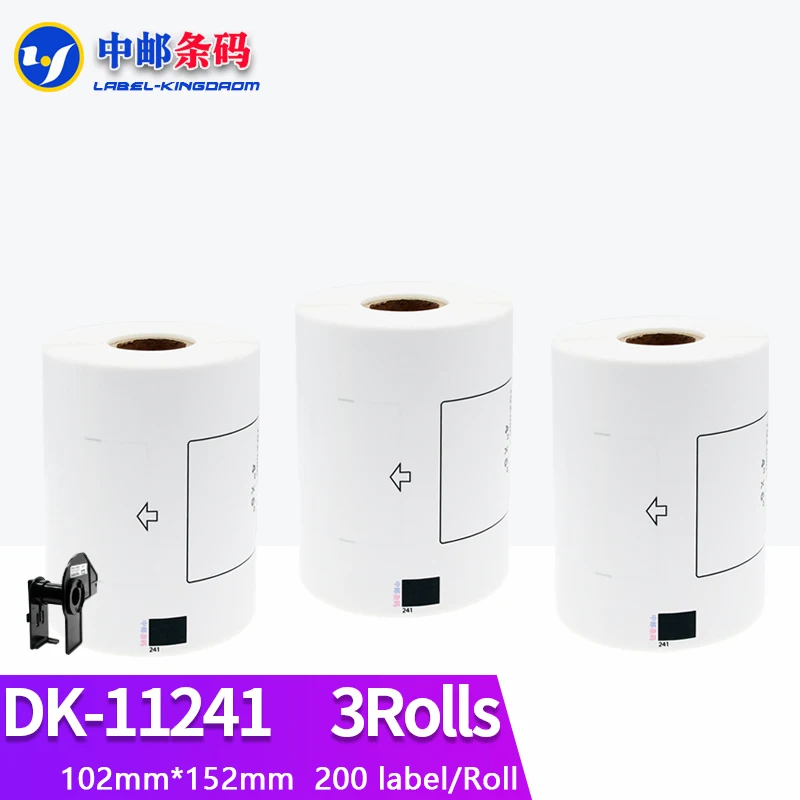 

3 Refill Rolls Generic DK-11241 Label Diameter 102mm*152mm 200Pcs Compatible for Brother Label Printer White Paper DK-1241