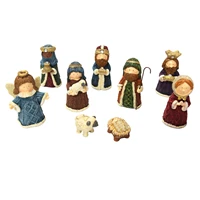 cartoon christ nativity statue scene set baby jesus manger figurines resin crafts miniatures religious ornament church gift