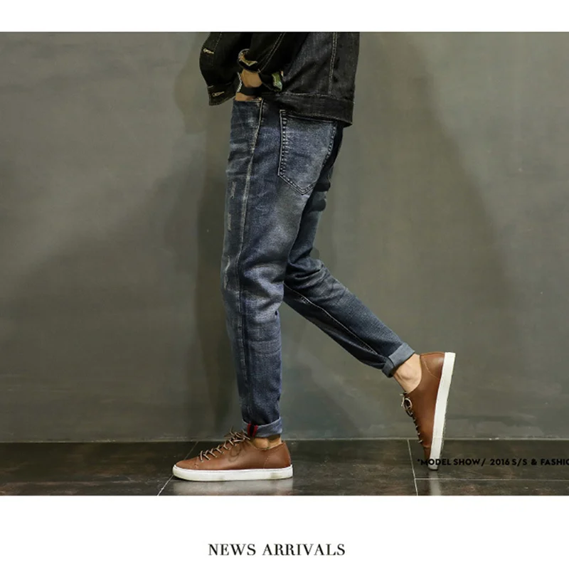 Men Clothing Autumn and Winter Straight Loose Cylinder Jeans Vintage Chaopai Elastic Force Comfortable Blue Harun Trousers Women