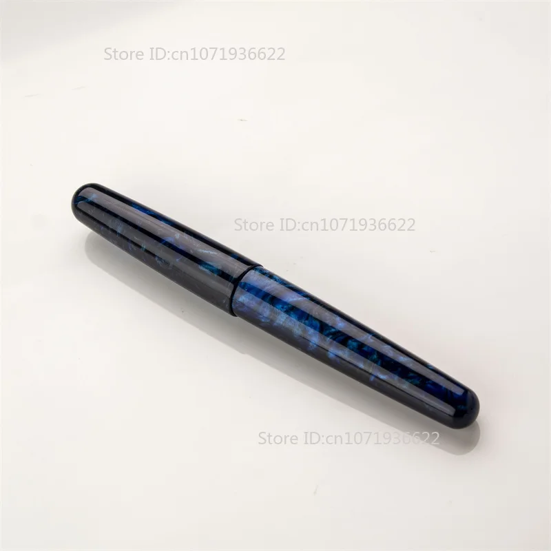 Фото Перьевая ручка Tangmoon C6 Blue Silver, ручка для каллиграфии из смолы премиум-класса, наконечник BOCK EF F для практики письма и подарков, офисные принадлежности №3