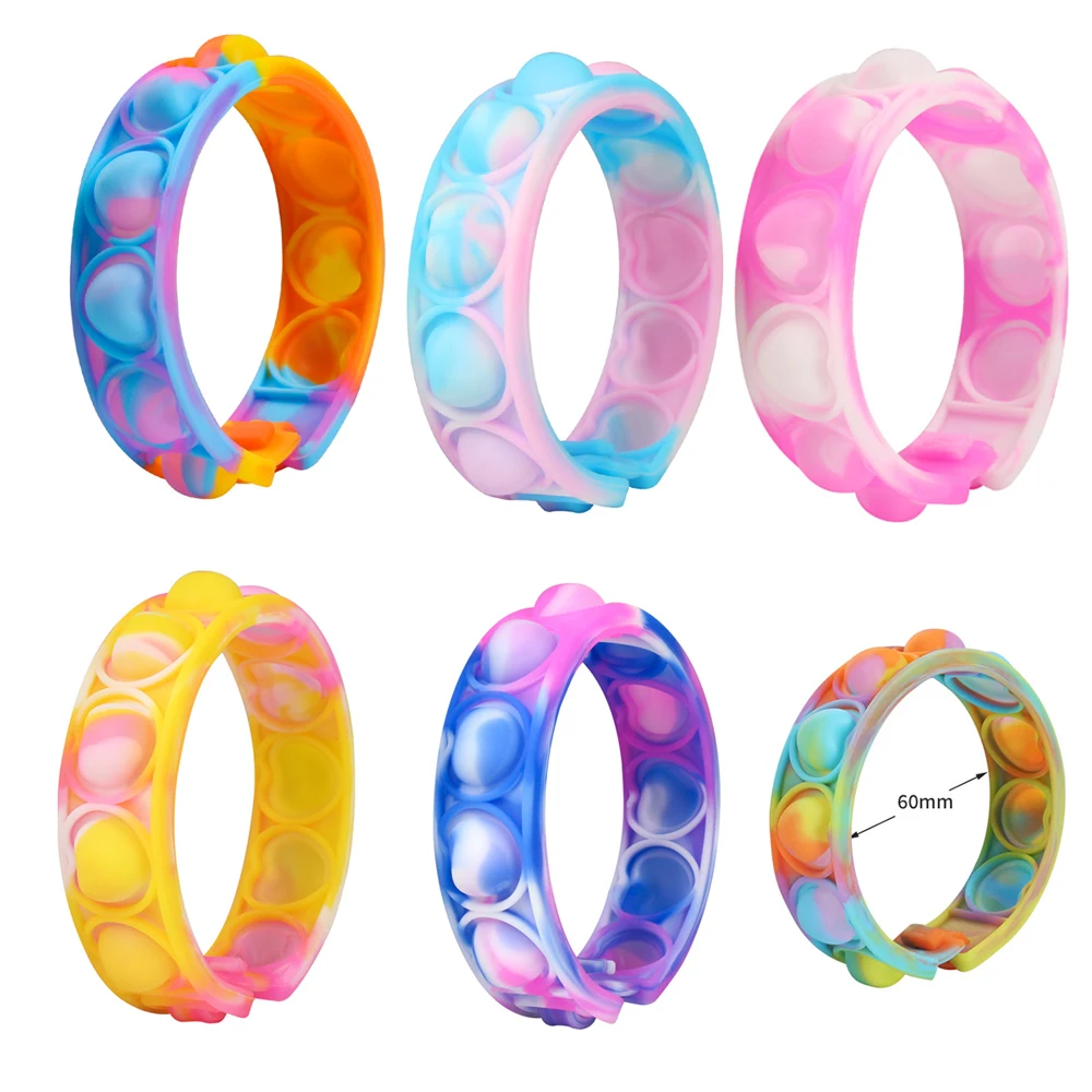 

New Fidget Toys For Children Push Bubble Dimple Bracelet Decompression Toy Adults Anti Stress Reliever Sensory Toy Kids Gift