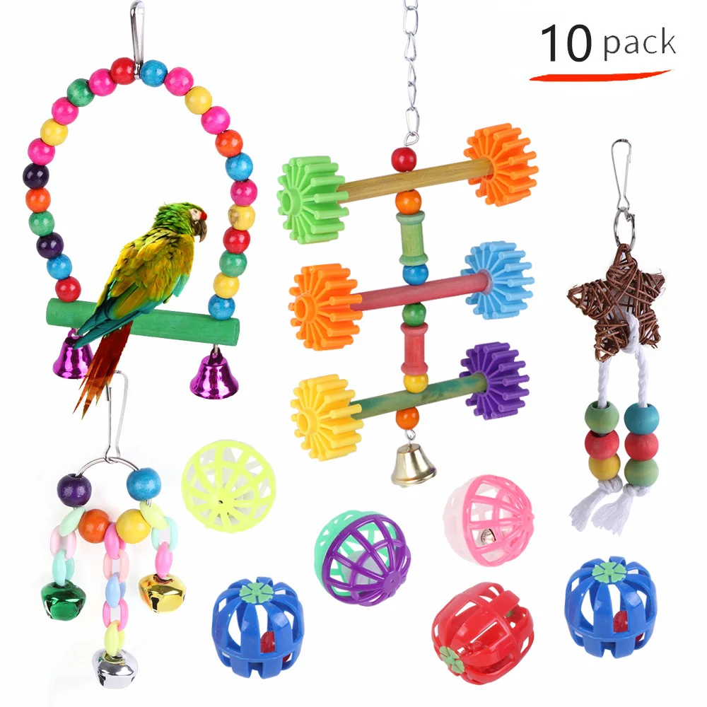 

Pet Bird Toy Hanging Cage Swing Rainbow Bridge Parrot Toy Combination Set Bird Supplies Toy Set Pet Toys Parrot Training