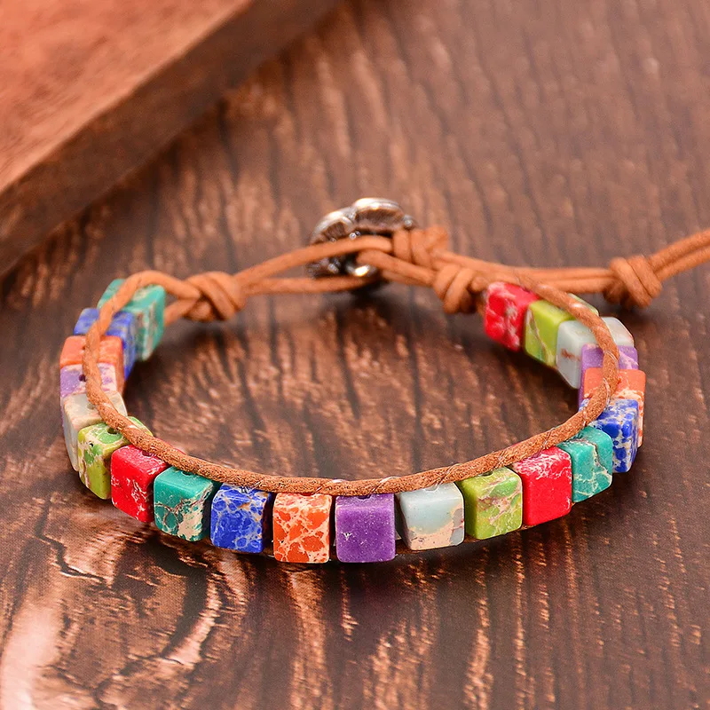 Colorful Natural Stone Bracelet Square Bracelet for Women Personalized Accessories Colors Bohemia Jewelry Handstring Beading