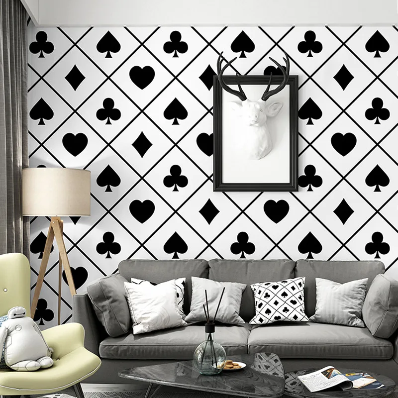 

Nordic Style Wallpaper Ins TV Background Black and White Lattices Geometric Bedroom Living Room Modern Simple B & B Wallpaper