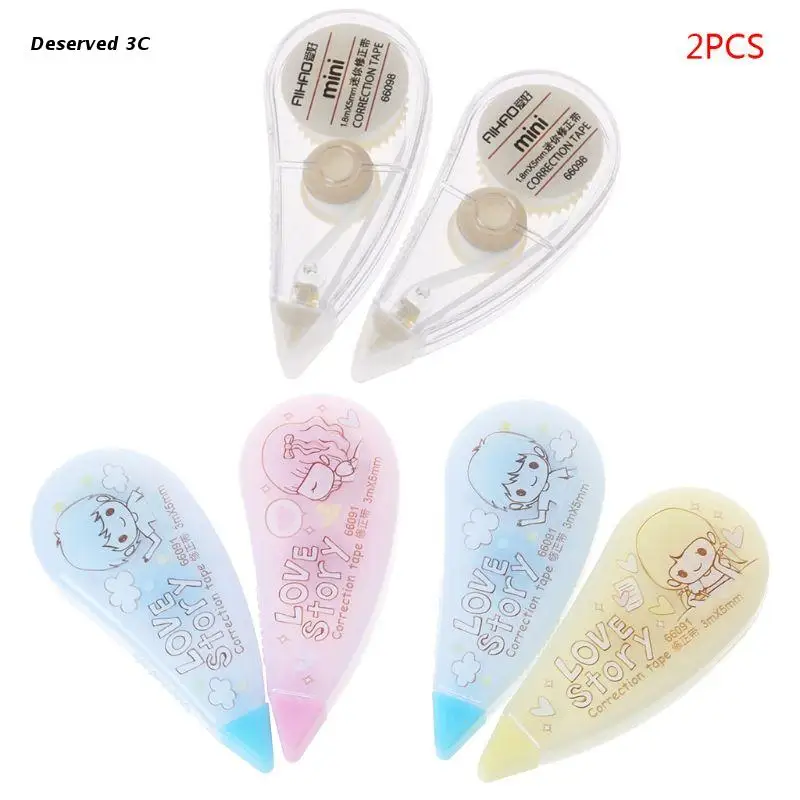 

2pcs Kawaii Girl Roller Correction Tape White Out Student Office School Supplies