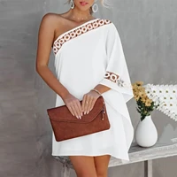 womens sexy inclined shoulder straps dresses summer loose batwing sleeve mini dress ladies casual fashion beach party dresses