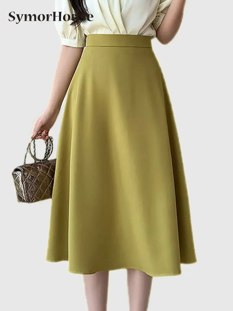 

Юбка-миди черная трапециевидная с высокой талией и зонтиком