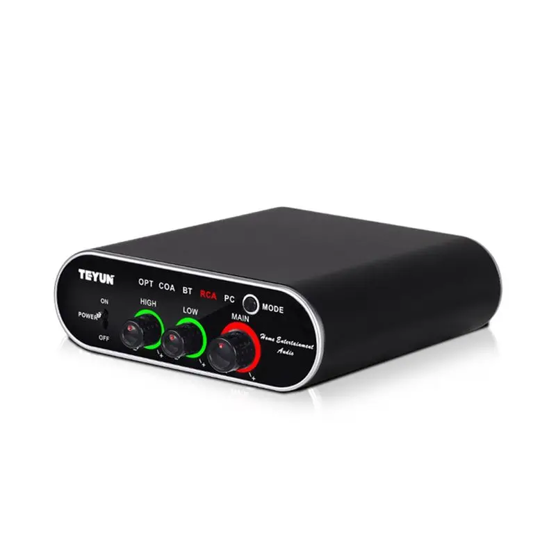 Фото Профессиональный USB-аудиоинтерфейс TEYUN, звуковая карта, 2 канала, 2x150 Вт, 4 Ом, усилитель Hi-Fi TPA3325, BT5.0, RAC для студийного аудиомикшера №1