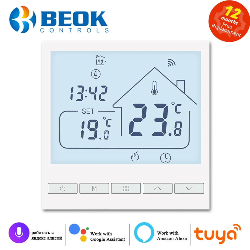 Beok Tuya Smart Home WIFI Floor Thermostat with Alexa Yandex Google Control Warm Underfloor Heating Temperature Regulator 220V