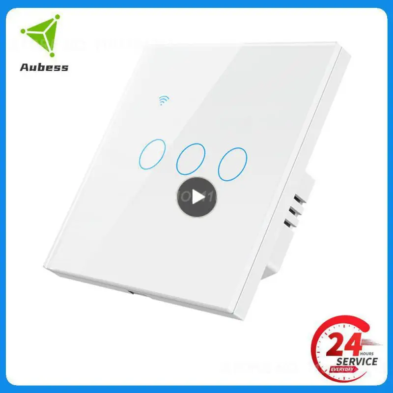 

Wall Light Switches 1/2/3/4 Gang Aubess Wifi Smart Touch Switch New Wall Button Touch Light Switch Tuya Wif 3 Control Methods