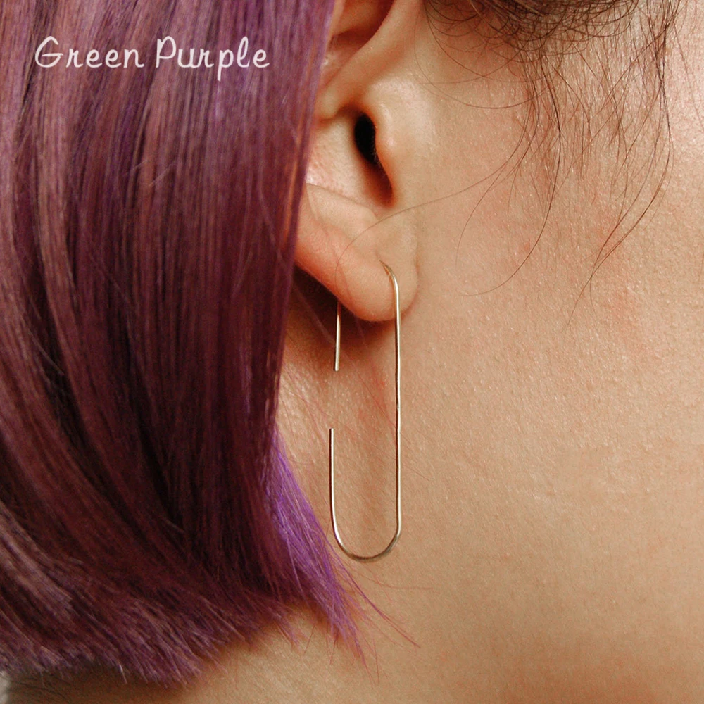 

14K Gold Filled Circle Curve Minimalist Earrings Handmade Charm Jewelry Boho Oorbellen Korean Fashion Earrings For Women Largos