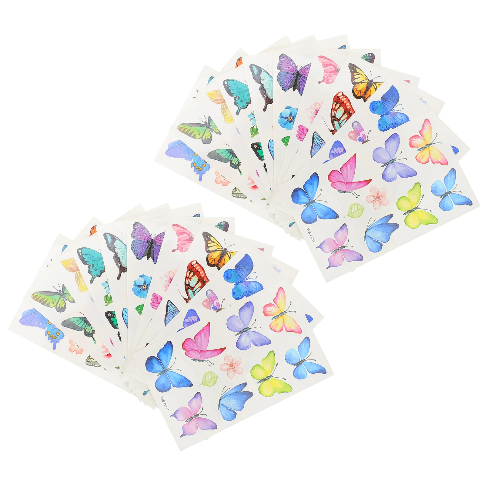 

20 Sheets Girls Stickers Butterfly Butterflies Temporary Tattoos Transfer Decals Cartoon Women Colorful Kids Child