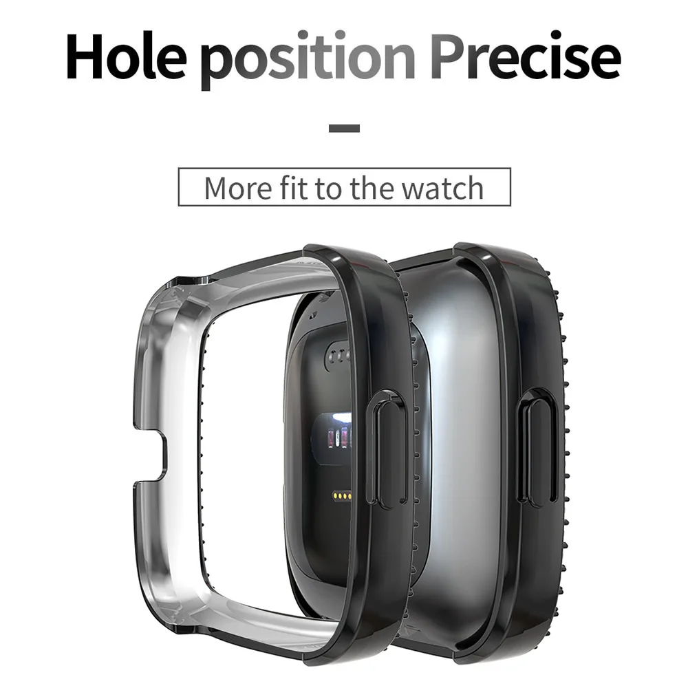 Блинг Пленка для стекла + Чехол для Fitbit Sense Versa 3 2 Стекло Защитный экран Корпус Две ряда Алмазный Жесткий бампер Женщина Девушка.