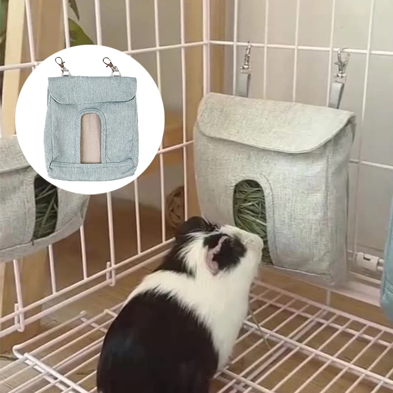 

1PC S/M/L Hanging Pouch Feeder Hay Bag Holder Storage With Hooks Feeding Dispenser Container For Rabbit Guinea Pig Small Animals